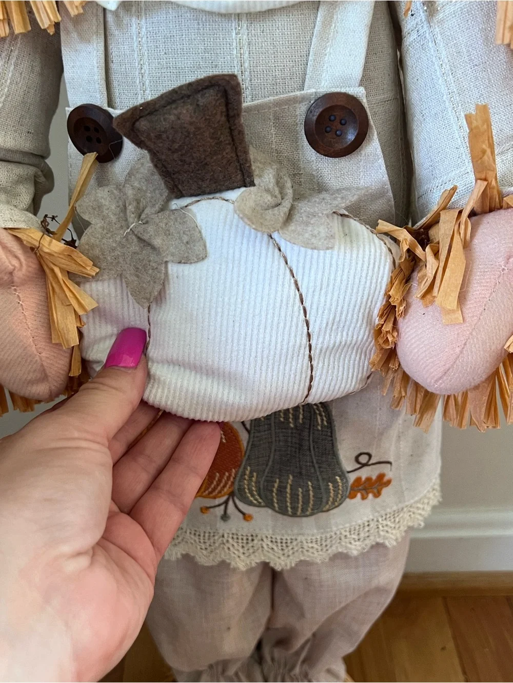 Fall Harvest Scarecrow girl Decor - Beige & Orange